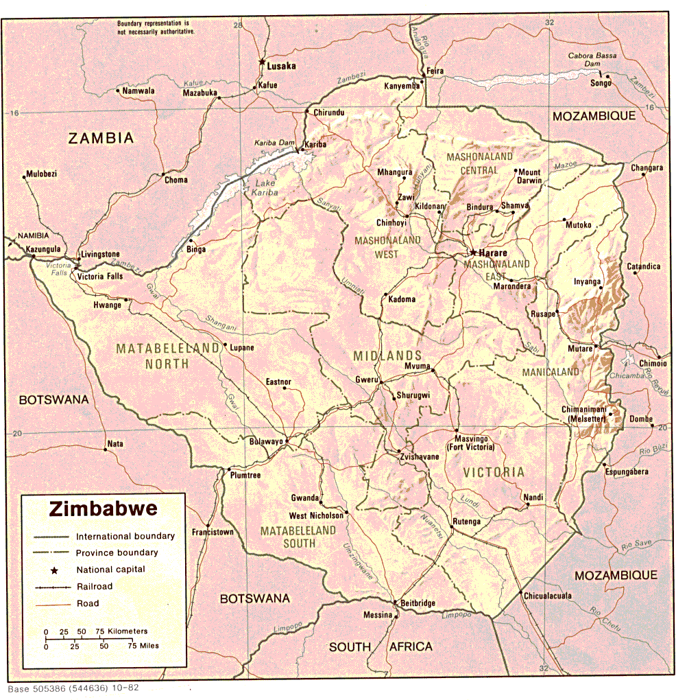 Full map of Zimbabwe