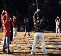 Students performing woodchopper